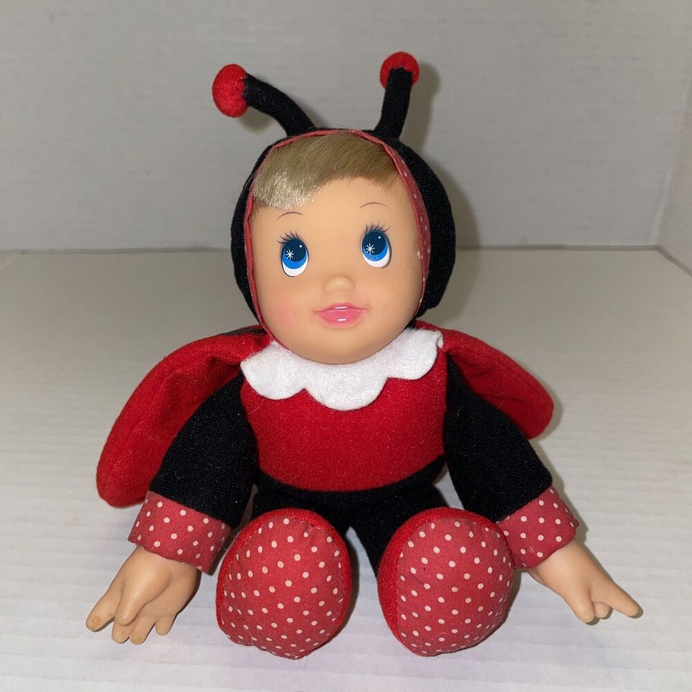 Vintage Ladybug Doll with Vinyl Face & Hands Baby Bug-a-Loos Soft Plush Doll Red